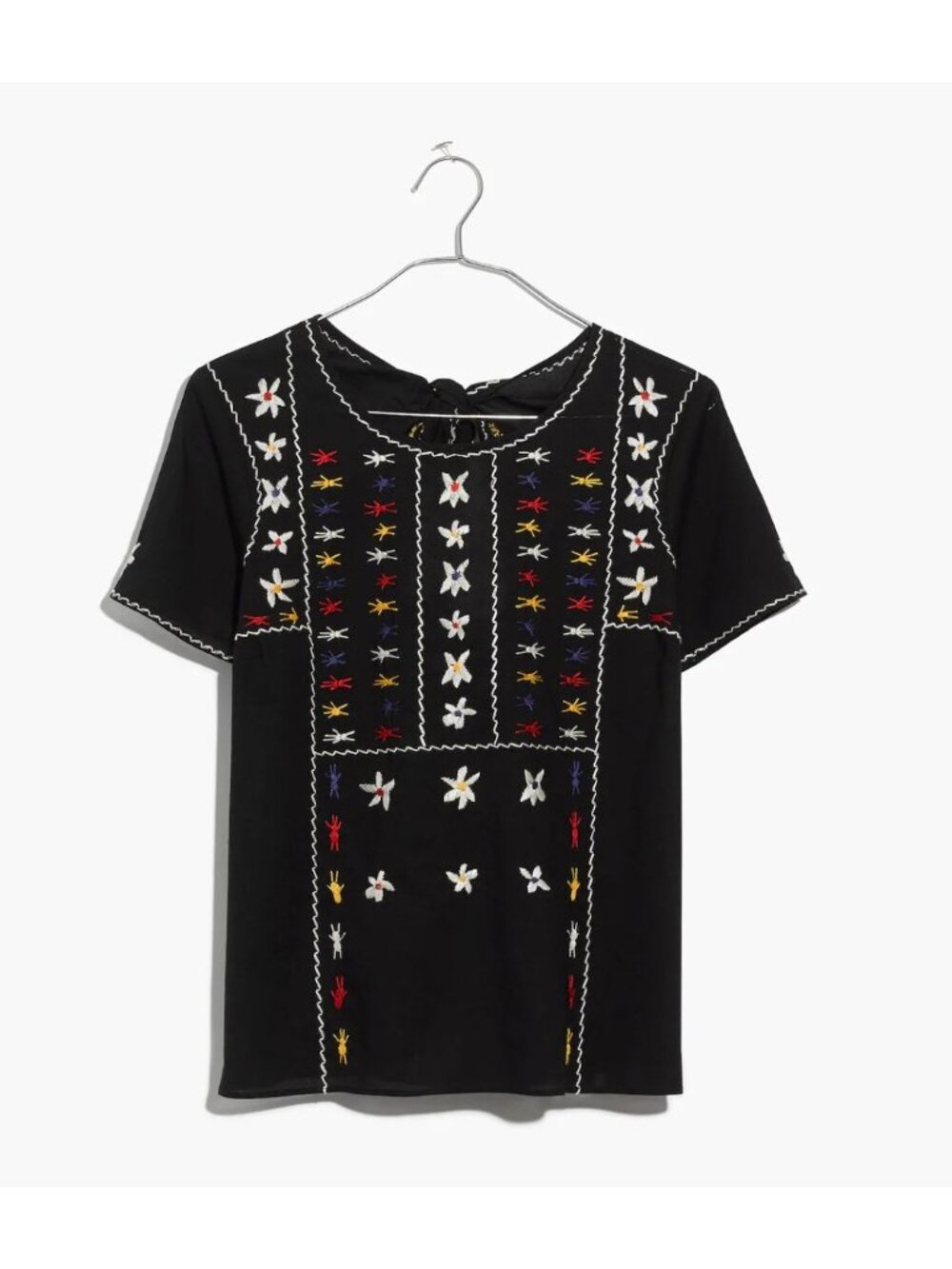 Madewell Embroidered Tie-Back Cutout Top Size M Lightweight Cotton